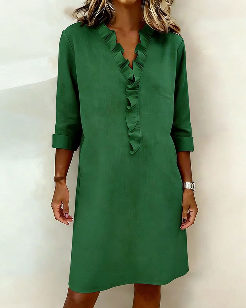 Klänning Ryschad V-Ringning Enfärgad