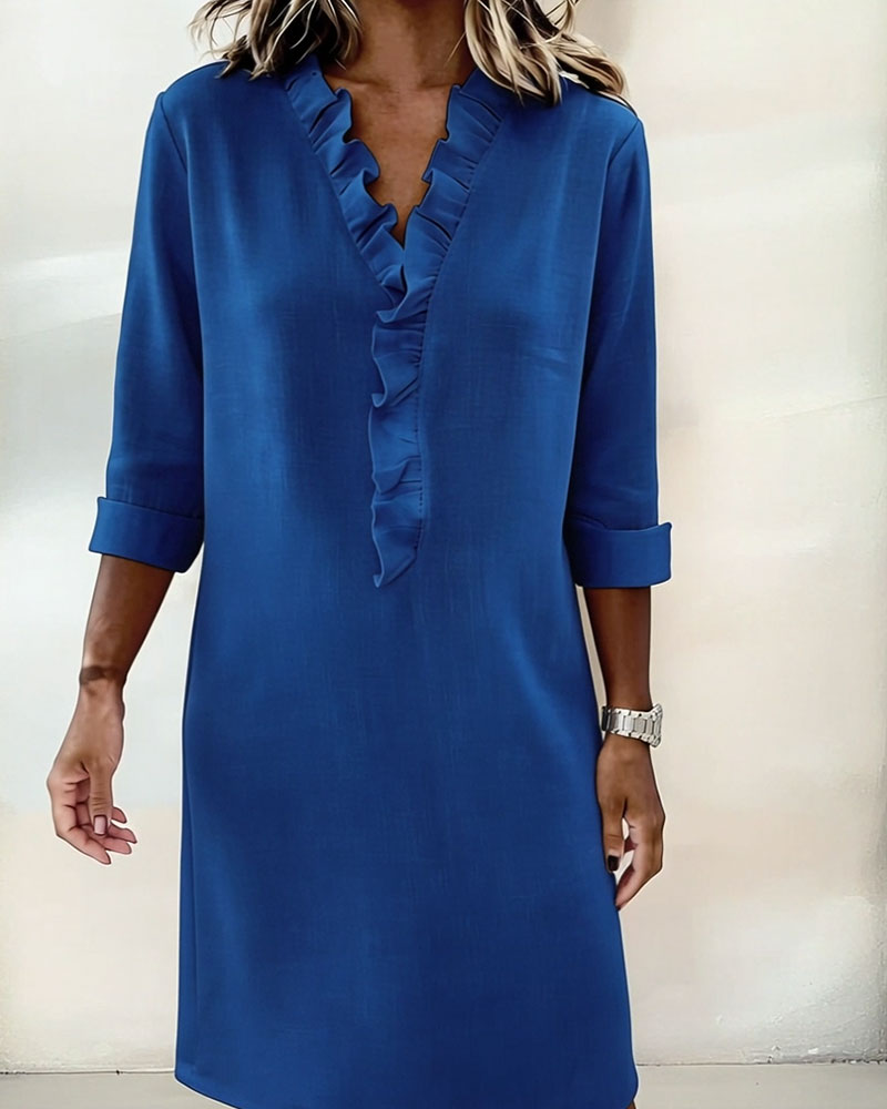 Klänning Ryschad V-Ringning Enfärgad