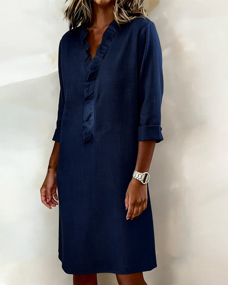 Klänning Ryschad V-Ringning Enfärgad