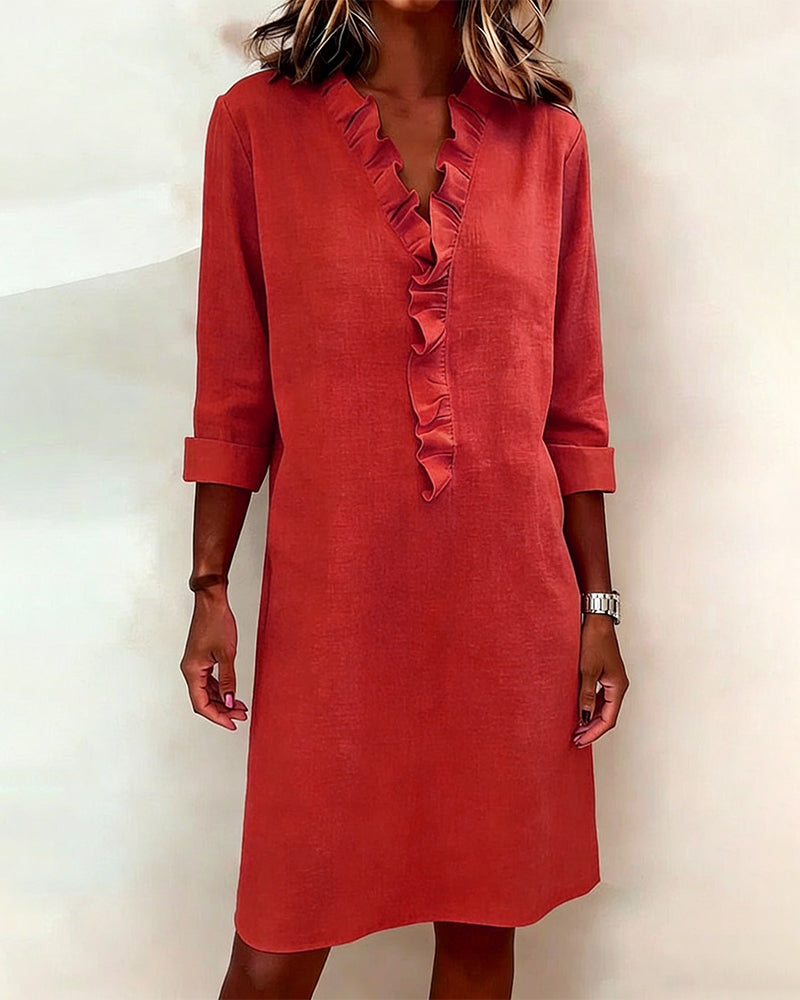 Klänning Ryschad V-Ringning Enfärgad