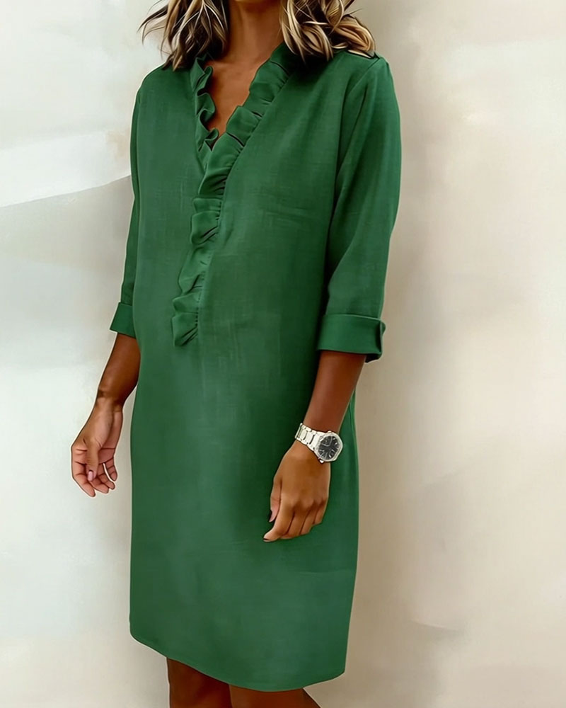 Klänning Ryschad V-Ringning Enfärgad