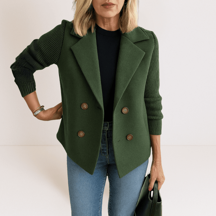 Martine™ - Elegant Jacka med Stickade Ärmar