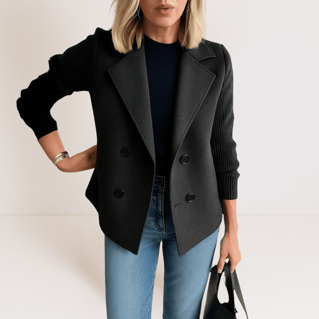 Martine™ - Elegant Jacka med Stickade Ärmar