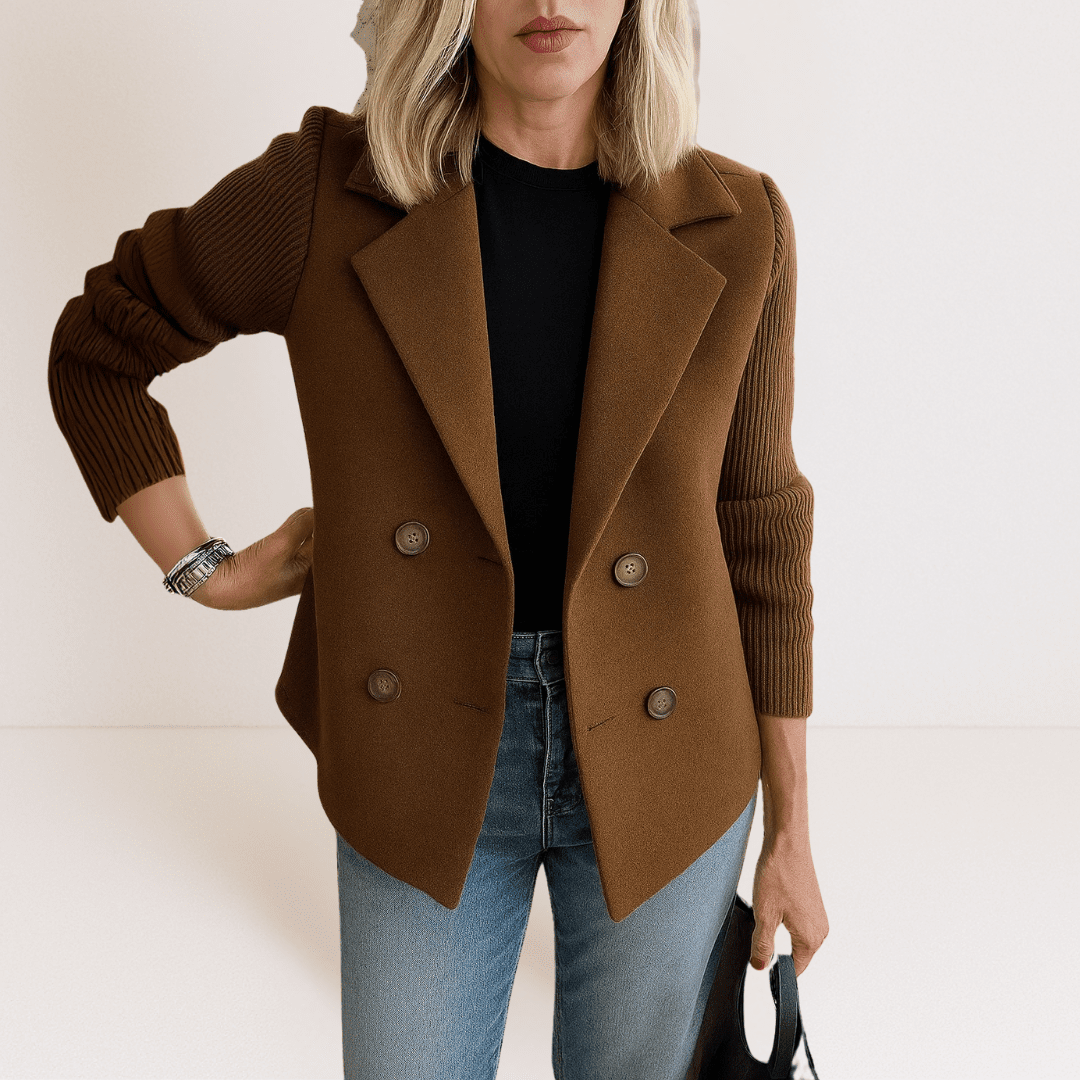 Martine™ - Elegant Jacka med Stickade Ärmar
