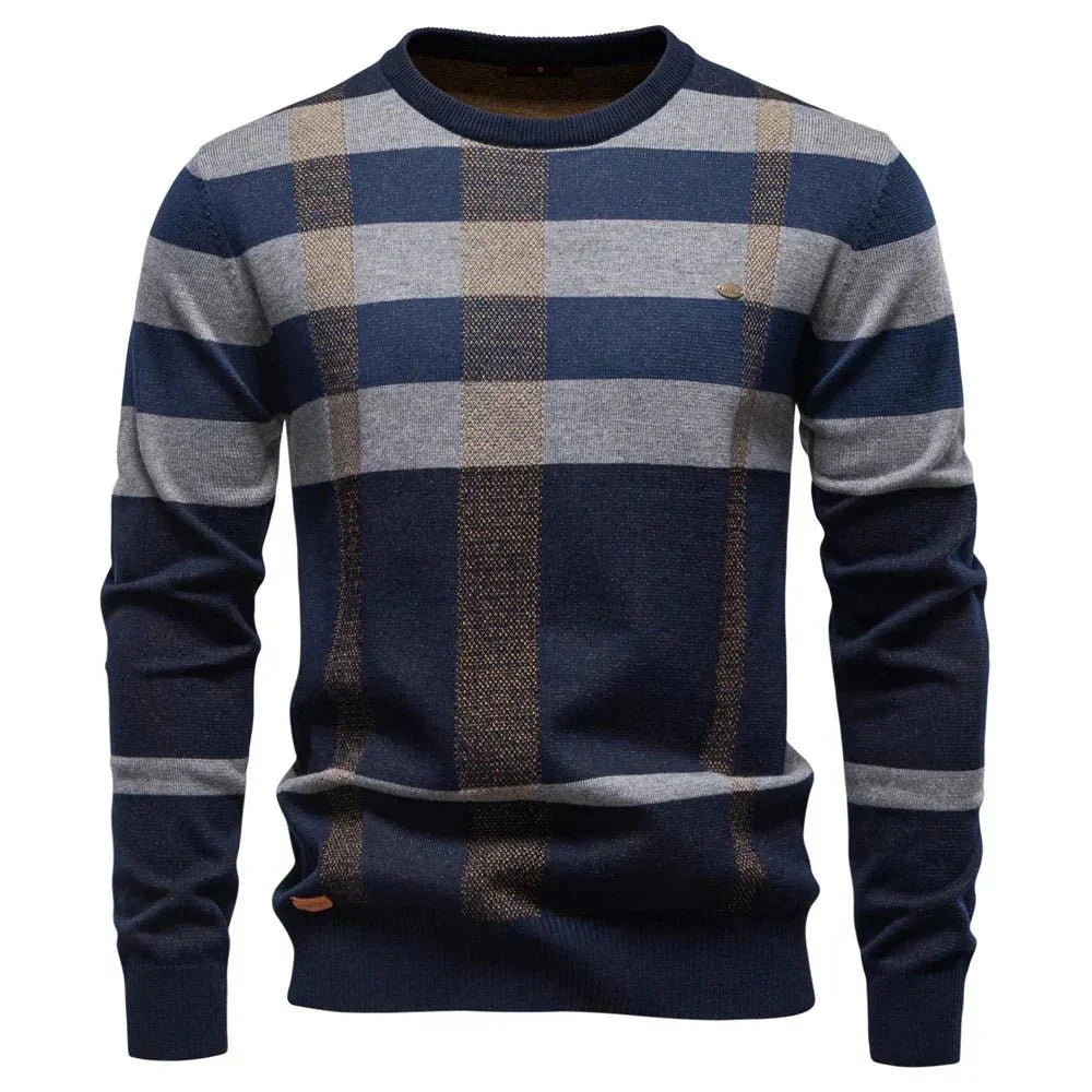 Rosenfeld | Stickad Herrpullover med Rutmönster