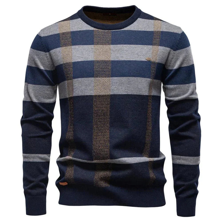 Rosenfeld | Stickad Herrpullover med Rutmönster