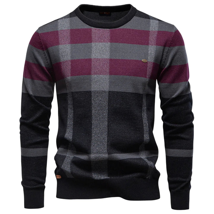 Rosenfeld | Stickad Herrpullover med Rutmönster
